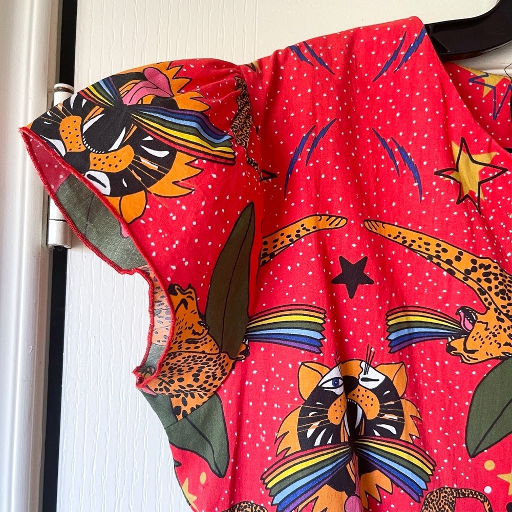 Nooworks Frida Pride Tiger Dress Stretch Cotton Bright Print Medium EUC - Picture 4 of 9